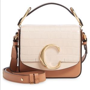 NWT Chloé C Mini crocodile embossed leather bag